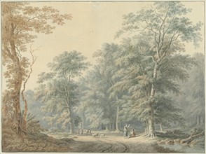 Forest view with figures, 1818. Creator: Jan Apeldoorn.