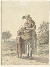 Woman and girl on a country road, 1788-1849. Creator: Johan Christiaan Willem Safft.