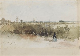 Landscape with windmills, 1834-1903. Creator: Jan Hendrik Weissenbruch.