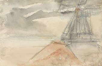 Windmill in moving air, 1834-1911. Creator: Jozef Israels.