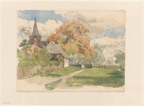 Yard at a village church, 1845-1925. Creator: Julius Jacobus van de Sande Bakhuyzen.