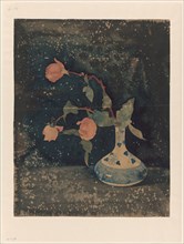 Three roses in an oriental vase, 1894. Creator: Theodorus Willem Nieuwenhuis.