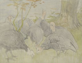 Turkeys in a garden, 1873-1917. Creator: Theo van Hoytema.