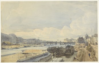 View over the Seine at the level of the Pont des Arts, 1831. Creator: Thomas Shotter Boys.