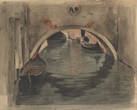 View under an arched bridge in Venice, 1870-1923. Creator: Willem Witsen.