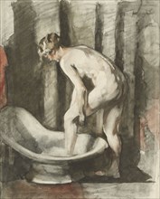 Nude woman taking a bath, 1870-1923. Creator: Willem Witsen.