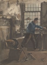 Blacksmith in his forge, 1870-1923. Creator: Willem Witsen.