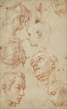 Eight studies of male heads. Creator: Abraham Bloemaert.