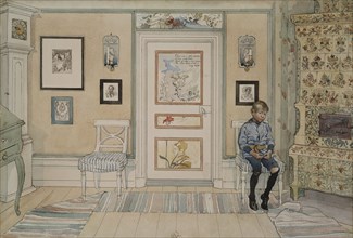In the Corner. From A Home (26 watercolours), 1895. Creator: Carl Larsson.