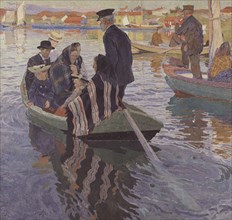 Church-Goers in a Boat, 1909. Creator: Carl Wilhelmson.