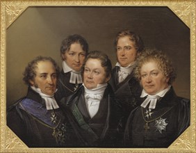 Five famous contemporaries, 1843. Creator: Johan Gustaf Sandberg.