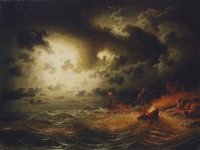 Burning Steamer, 1858. Creator: Markus Larsson.