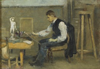 A Man Drawing, 1893. Creator: Otto Holmstrom.