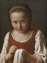 Girl with Needle-work, mid-18th century. Creator: Pietro Rotari.