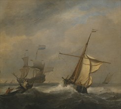 Fishing Boats in a Gale, mid-late 17th century. Creator: Willem van de Velde the Younger.
