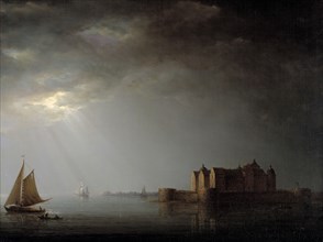 Kalmar Castle by Moonlight, 1835. Creator: Carl Johan Fahlcrantz.