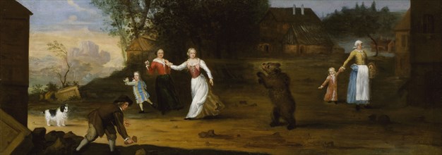 Landscape with dancing bear, 1682. Creator: Ulrika Eleonora of Denmark.
