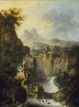 Mountainous Landscape with a Waterfall, 1803. Creator: Louis Belanger.