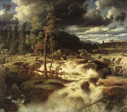 Waterfall in Småland, 1856. Creator: Markus Larsson.