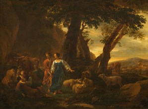 Landscape with Peasants and Cattle. Creator: Nicolaes Berchem.