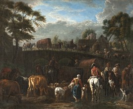 Landscape with Peasants, Soldiers and Cattle. Creator: Pieter van Bloemen.