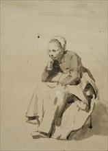 Seated woman with head in hand. Creator: Abraham Van Dyck.
