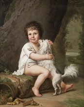 Portrait of the young Henri Bertholet-Campan (1784-1821) with the dog Aline, 1786. Creator: Adolf Ulric Wertmüller.