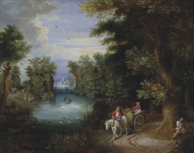 River Landscape with Peasants. Creator: Adriaen van Stalbemt.