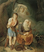 Ossia and the Son of Alphin Listening to the Spirit of Malvin, 19th century. Creator: Carl Ludwig Von Plötz.