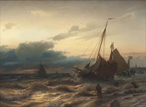 Storm off the Dutch Coast. Scene from Scheveningen, 1865. Creator: Albert Berg.