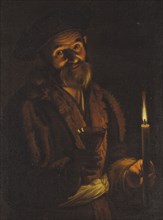 An Old Man with a Candle and a Glass, c17th century. Creator: Adam de Coster.