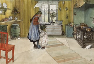 The Kitchen. From A Home (26 watercolours). Creator: Carl Larsson.