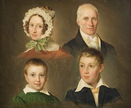 Portraits of the artist's father, wife, son and foster son, 1830s. Creator: Emil Baerentzen.