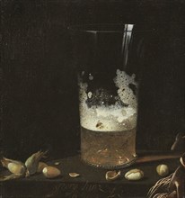 Still Life with a Glass of Beer and Nuts, 1645. Creator: Georg Hainz.