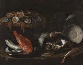 Still Life with Fish and Oysters, 1653. Creator: Giovanni Battista Recco.