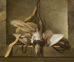 Still Life with a Dead Bird and Hunting Gear, 1744. Creator: Guillaume-Thomas Taraval.