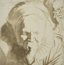 Two studies of an elderly woman's head. Creator: Jacob van Campen.
