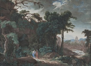 Forest landscape with figures, late 17th-early 18th century. Creator: Pierre Antoine Patel.