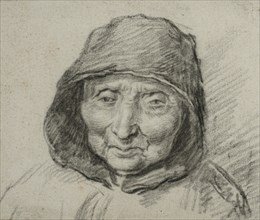 Portrait of an elderly woman, full face, unknown date. Creator: Anon.