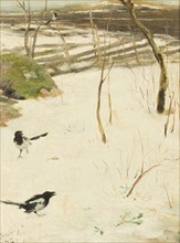 Winter Landscape with Magpies, 1884. Creator: Karl Georg Arsenius.