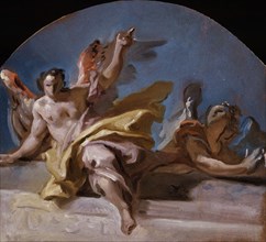 A Study for Two Angels on a Balustrade. Creator: Carlo Innocenzo Carlone.