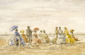 Figures on the Beach at Trouville, 1885. Creator: Eugene Louis Boudin.