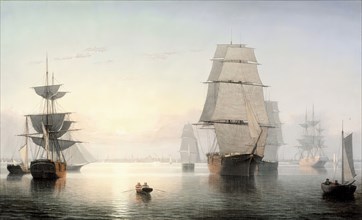 Boston Harbor, Sunset, between 1850 and 1855. Creator: Fitz Hugh Lane.