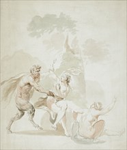 Satyr Attacking Two Nude Bathers, 18th century. Creator: Giovanni Battista Cipriani.