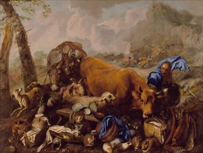 Noah's Sacrifice after the Deluge, between 1650 and 1655. Creator: Giovanni Benedetto Castiglione.