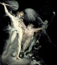 Satan and Death with Sin Intervening, between 1799 and 1800. Creator: Henry Fuseli.