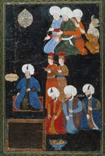 Portrait of a Turkish Pasha with Attendants, c1570. Creator: Haydar Nigari.