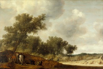 Landscape with Deer Hunters, c1630. Creator: Salomon Ruysdael.