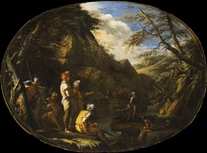 Landscape with Armed Men, c1640. Creator: Salvator Rosa.