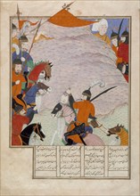 Bizhan Brings Back the Head of Human, Page from a Manuscript of the Shahnama (Book of Kings), c1494. Creator: Unknown.